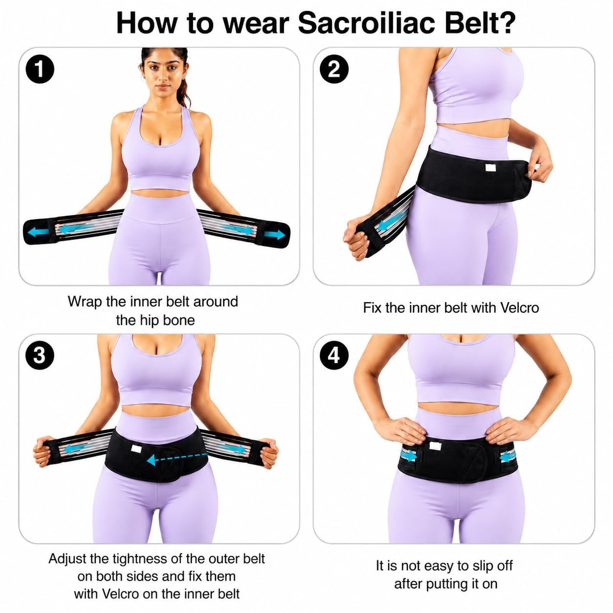 Sciatica Belt Men Women, Sacroiliac SI Joint Hip Belt Pelvic Support Belt for Back Pain Lower Back Support Brace - Trochanter Belt - Pelvis Lumbar Hip Pain Relief (Size: 32"-47")