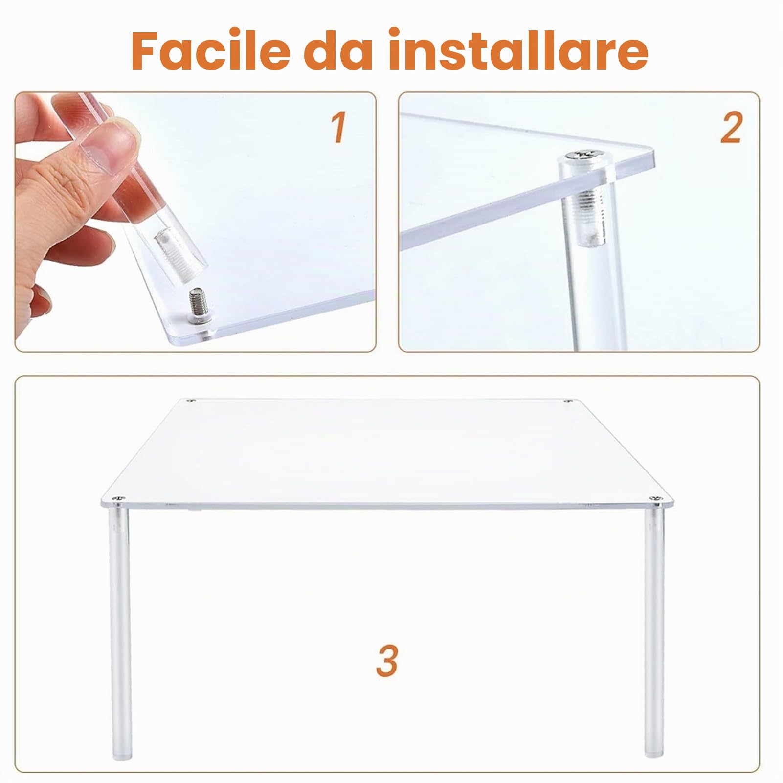 Tyenaza 3 Pezzi Espositore Acrilico Trasparente per Display,Alzate di Display Acrilico 3 Gradini per Catering e Buffet e Negozi, Alzata per Torta Quadrata in Acrilico Alzata per Cupcake