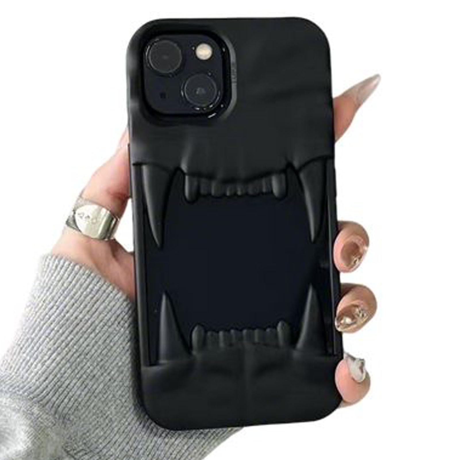 Yesunktt Hollow-Out Crinkle Tiger Teeth Design for iPhone 16 Pro Max Case Electroplated Matte Finish Shockproof Silicone Soft Cover with 3D Textured