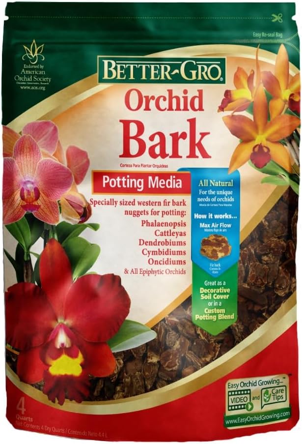 Orchid Bark - Premium Grade Orchid Potting Medium for Potting, Repotting, Root Development, and Water Retention, Ideal for Phalaenopsis, Epiphytic Orchids, and Tropical Plants - 4 Quarts