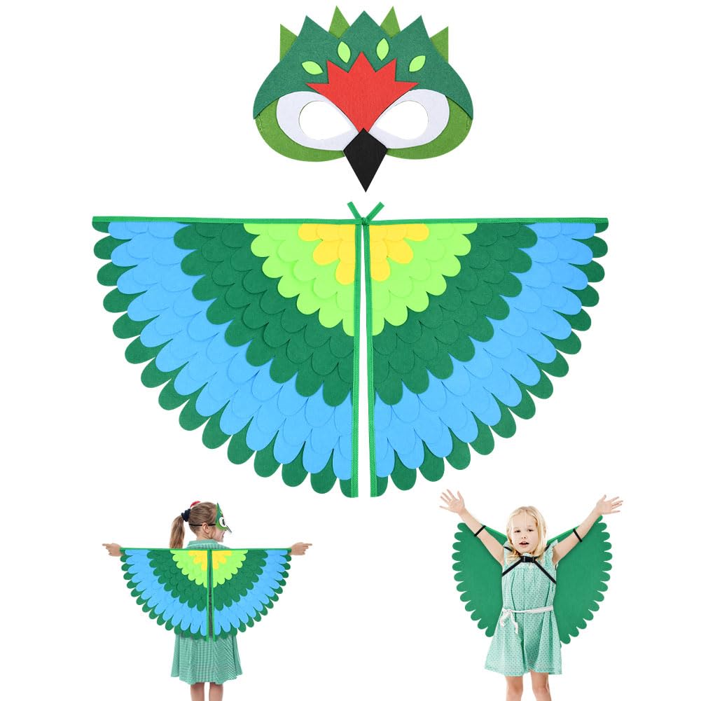 URAQT Felt Bird Capes Wings, Kid Bird Wing Costume Set including Felt Eye Mask