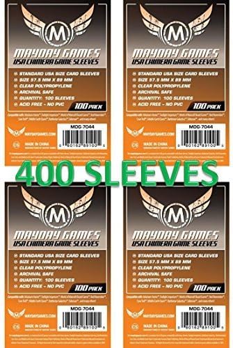 Mayday Games 7044 Clear Sleeves 57.5x89mm USA Chimera Size (4x100 Pack, 400 sleeves)