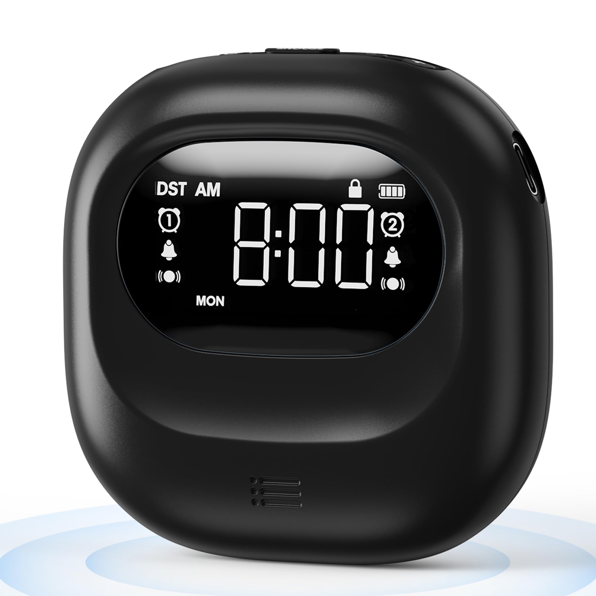 Roxicosly Vibrating Alarm Clock Under Pillow,Portable Travel Alarm Clocks Battery Powered,Digital Loud Alarm Clock with 3 Vibrating & Wake-up Modes,Dual Alarm,Snooze,DST,Weekday/Weekend (Black)