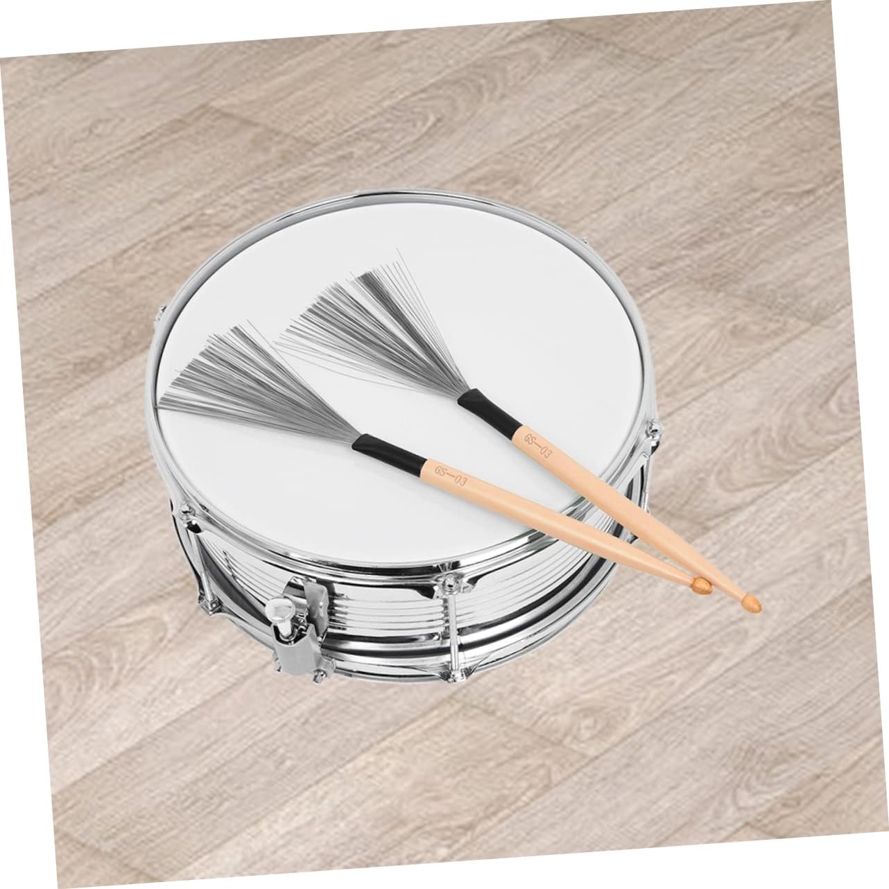 VICASKY Maple Wood Drum Brushes Set Double-Ended Percussion Instrument Accessories Wire Bristles for Jazz and Drum Kit Performance