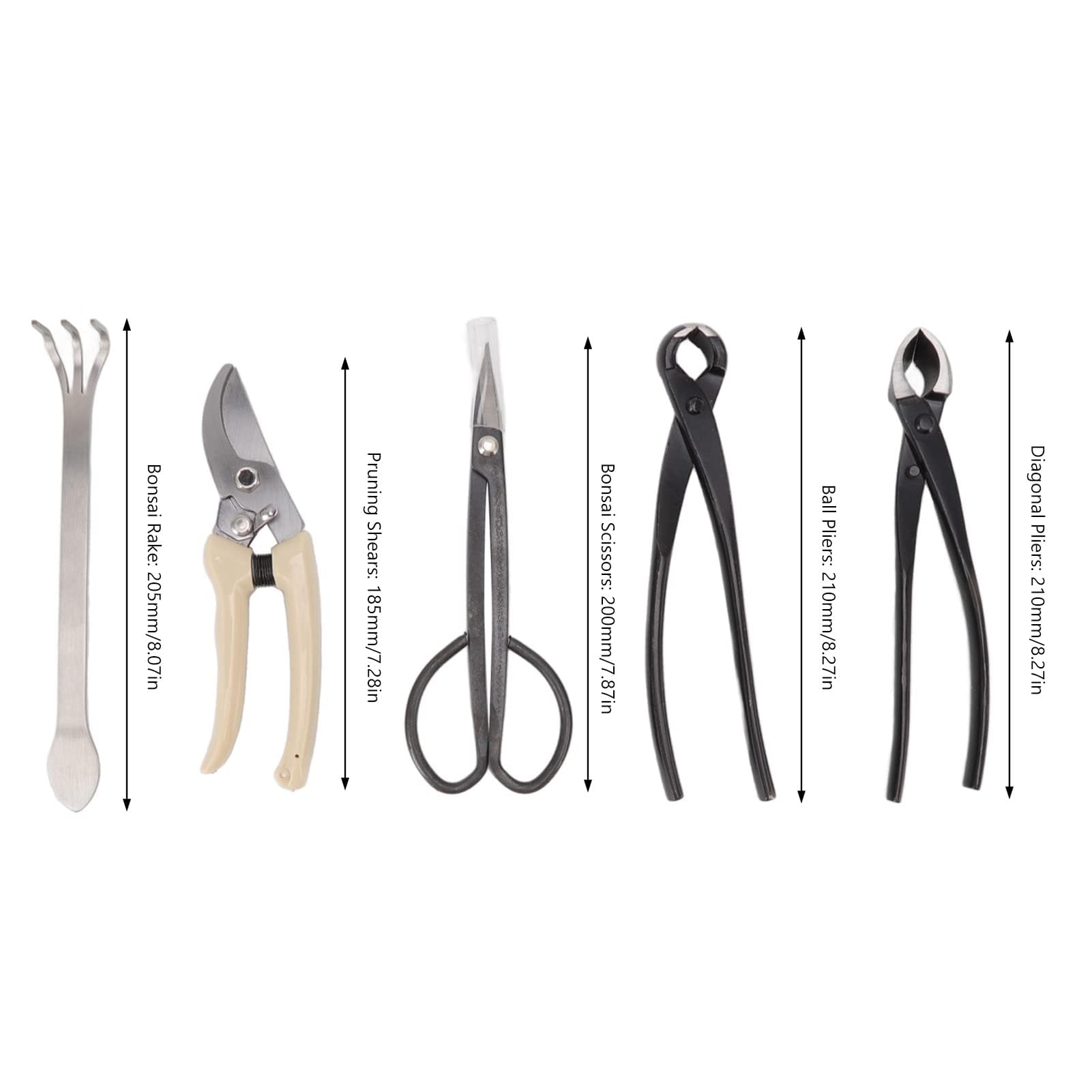 5 Pièces Ensemble D'Outils de Bonsaï, Ensemble D'Outils de Jardinage Succulents en Acier Au Carbone avec Poignée Ergonomique, Ciseaux À Bonsaï Professionnels Râteau Coupe Branches Sécateurs
