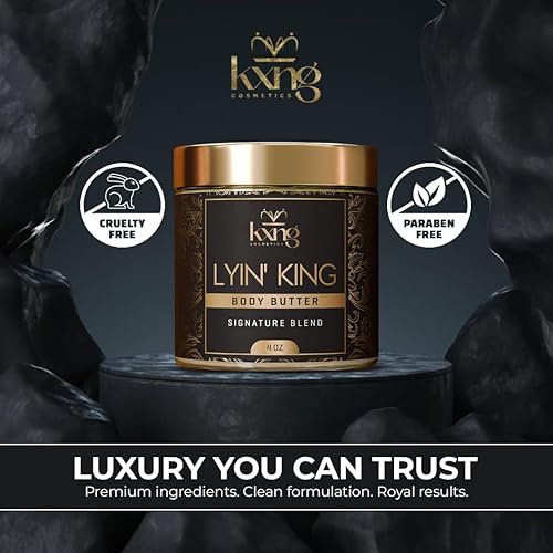 Miniatura 2 de KXNG Cosmetics Crema orgánica de manteca corporal de karité  4 onzas  Manteca corporal para hombres y mujeres con karité, cacao, mango y aceite de