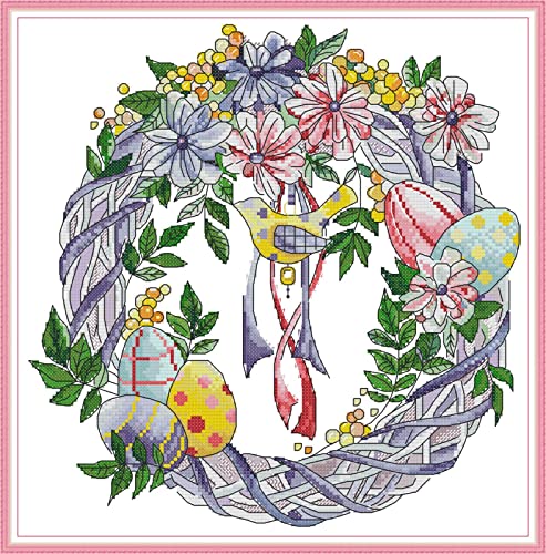Kit Point de Croix Broderie Facile sans Compter - Toile 11CT Imprimée Anti-Fatigue Visuelle 40x50