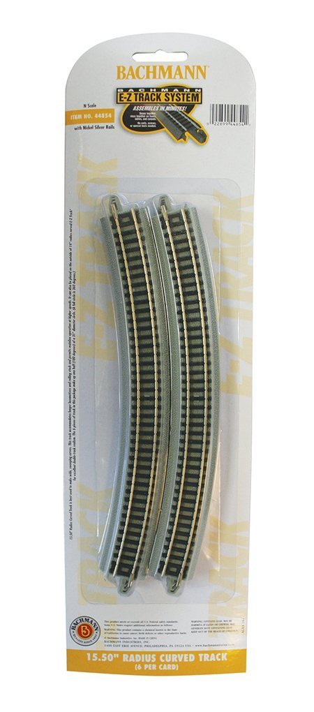 Bachmann Industries 15.50' Radius Curved Track (6/Card) Snap Fit E-Z Track, N Scale [?????]