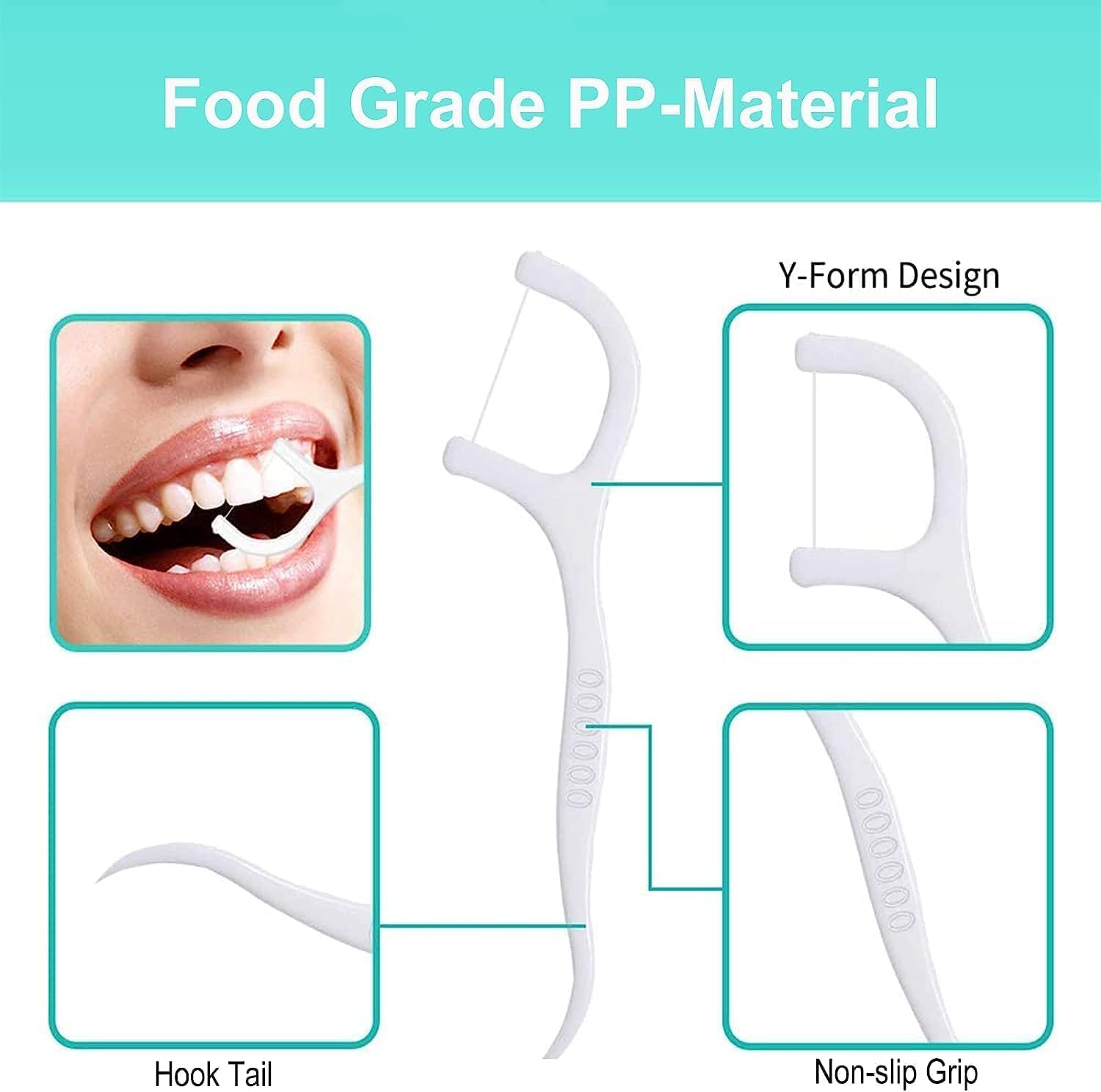 ZELKEY 3 in 1 Tooth Cleaning Dental Floss Toothpicks Plastic Set for Clean Teeth Fresh Breath and Healthy Gums, (WHITE) (50 COUNT) (PACK 1) 1