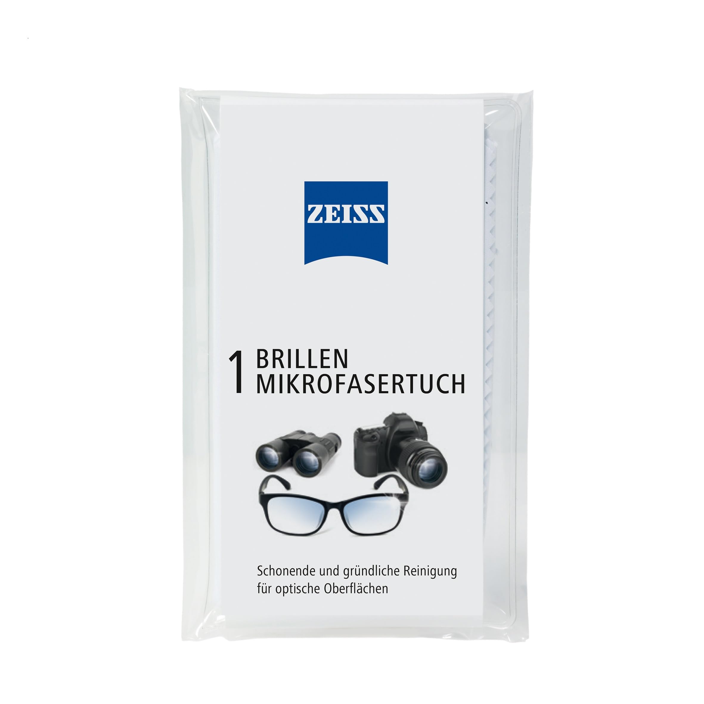 ZEISS Ściereczka z mikrofibry do czyszczenia na sucho lub w połączeniu z sprayami do czyszczenia okularów, nadaje się do prania w pralce, idealna do okularów, smartfonów, tabletów lub wyświetlaczy LCD