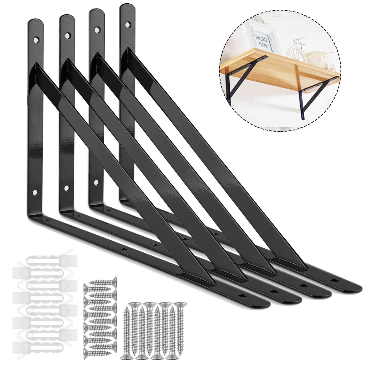 Buy STARVAST 4 Pcs Heavy Duty Shelf Brackets, 300 x 190mm Floating Shelves Tripod Triangle Shelf