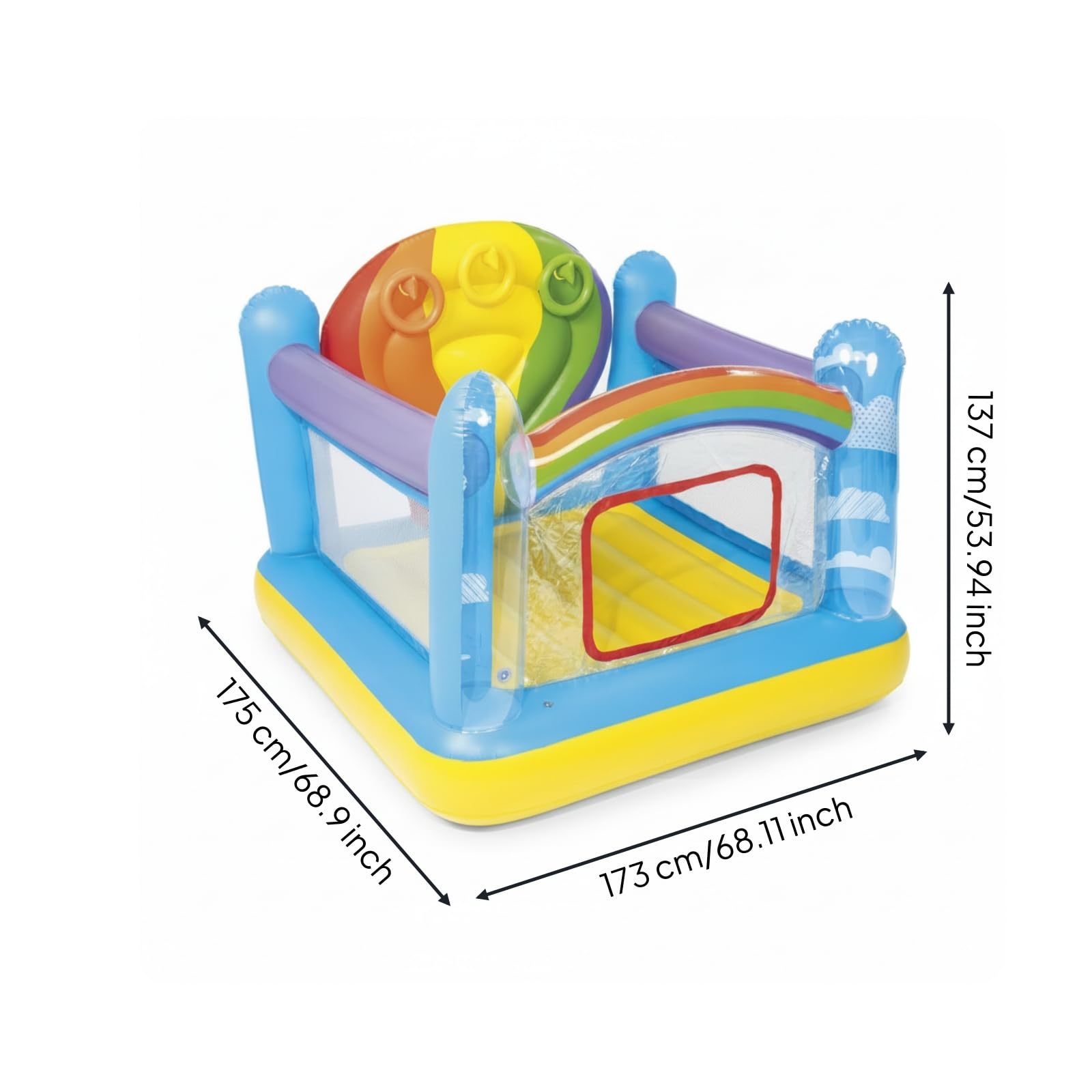 Castello Gonfiabile per Bambini Casa Saltellante Bouncer Zona Gioco Interna Materiale PVC Fondo Ammortizzato Laterali Struttura Compatta Accesso