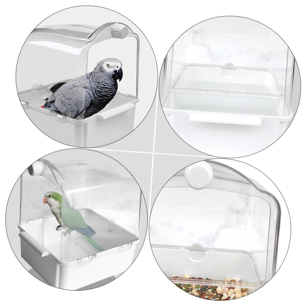 Wellensittich Badewanne aus Kunststoff mit Wasserinjektor zur Natürlichen Fellpflege und Steigerung der Aktivität für Vogelkäfige Weißes Vogelbad Zubehör für Nymphensittiche