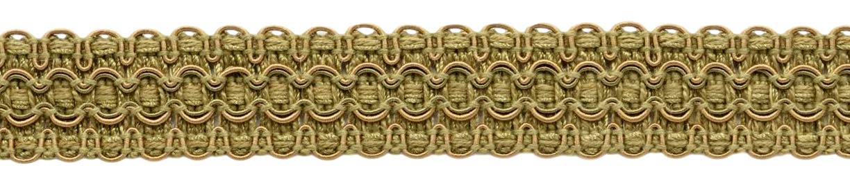 Galon gimp vert olive et or 25mm pour masquer les agrafes de fauteuils - 5,5m
