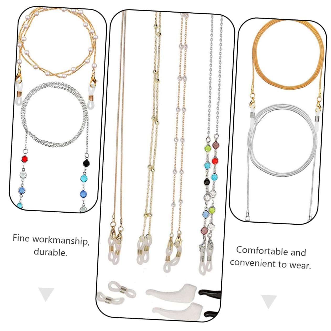 Healeved Brillen Verlust Kette Teiliges Set Verstellbare Brillenbänder Robustem Elegantes Design für Brillen Sonnenbrillen und Lesebrillen