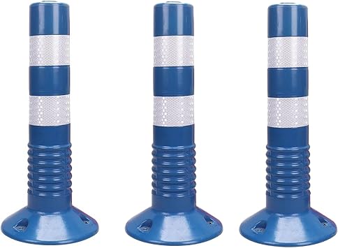 WDJBPSH Safety Road Cones Kits, High-Visibility PU Bollards for Driveway/Highway/Streets/Sidewalks/Construction Site/Garage, Flexible Traffic Delineator Posts(3 Pack,Blue)