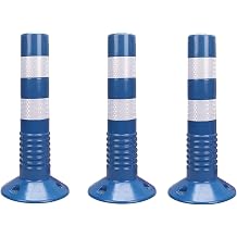 WDJBPSH Safety Road Cones Kits, High-Visibility PU Bollards for Driveway/Highway/Streets/Sidewalks/Construction Site/Garage, Flexible Traffic Delineator Posts3 Pack,Blue