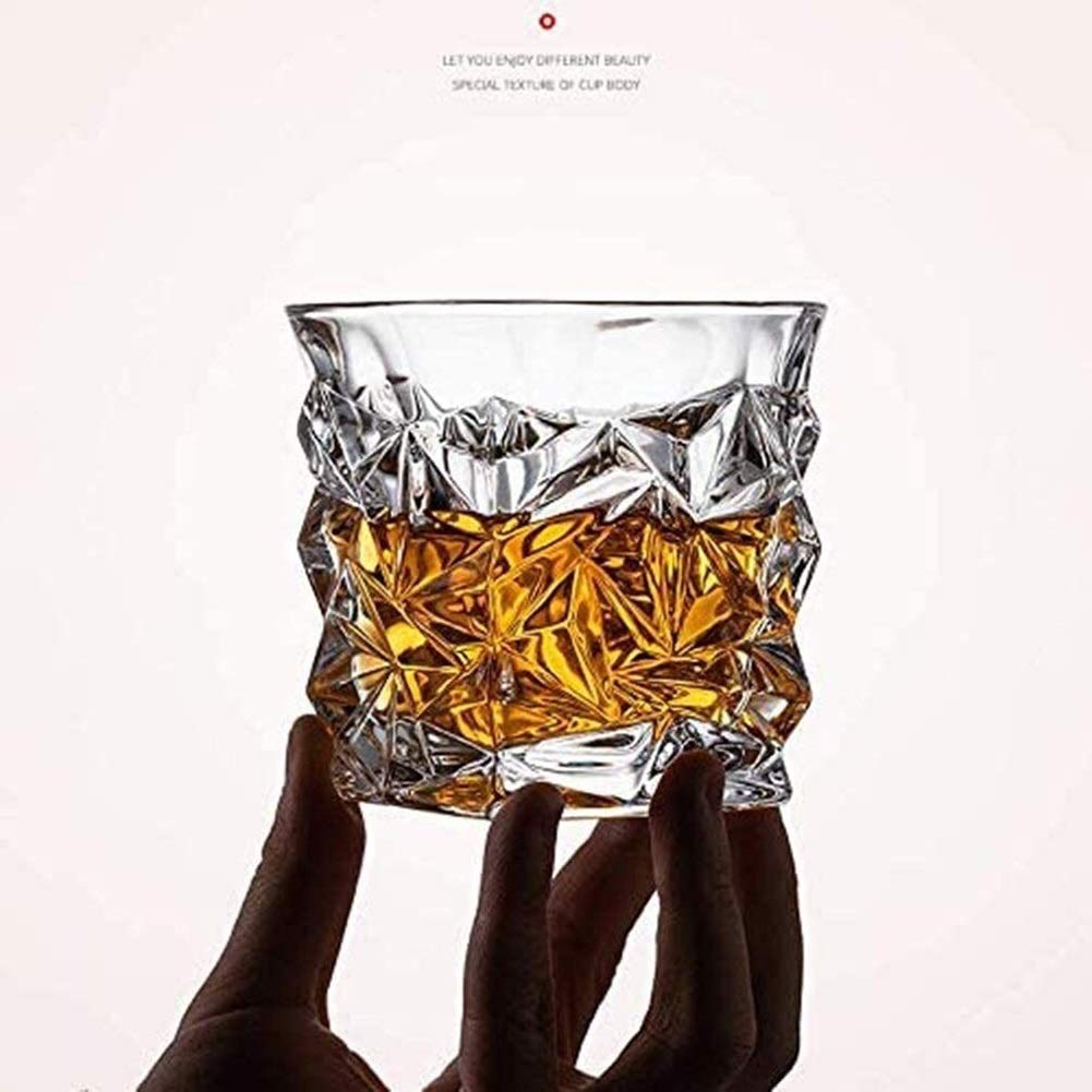Karafka do whisky i zestaw szklanek do whisky, staromodne kryształowe szklanki z podwójnymi ściankami, burbon, koktajl, szkocka, wódka, szklanki do picia, zestaw 4 szt