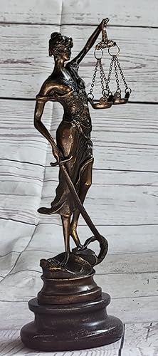 Miniatura 2 de EUROPEAN BRONZE Figura de escultura de bronce coleccionable, figuras históricas, la dama ciega de la justicia decorativa, regalo de venta