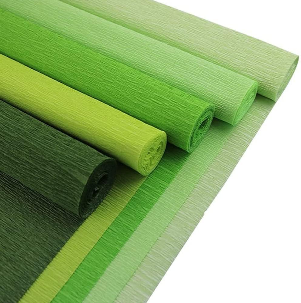 wonderfulstore2019 70g Premium Crepe Paper Rolls - 8ft Length/20in Width (Shades of Green)