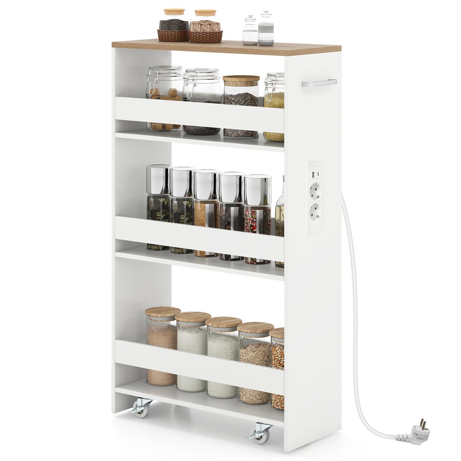 Carrello a 4 ripiani con ruote bloccabili per cucina, bagno, camera dei bambini e lavanderia nization (bianco