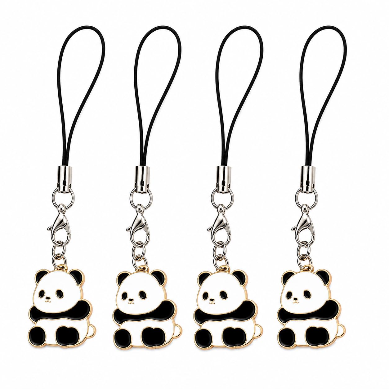 KRAFTORA CREATION Cute Panda Phone Charm Keychain Set of 4 | Kawaii Panda Mobile Hanging Charm with Lobster Clasp | Phone Strap, Bag Zipper Pull, Keychain Accessory PACK OF 4-picture-11