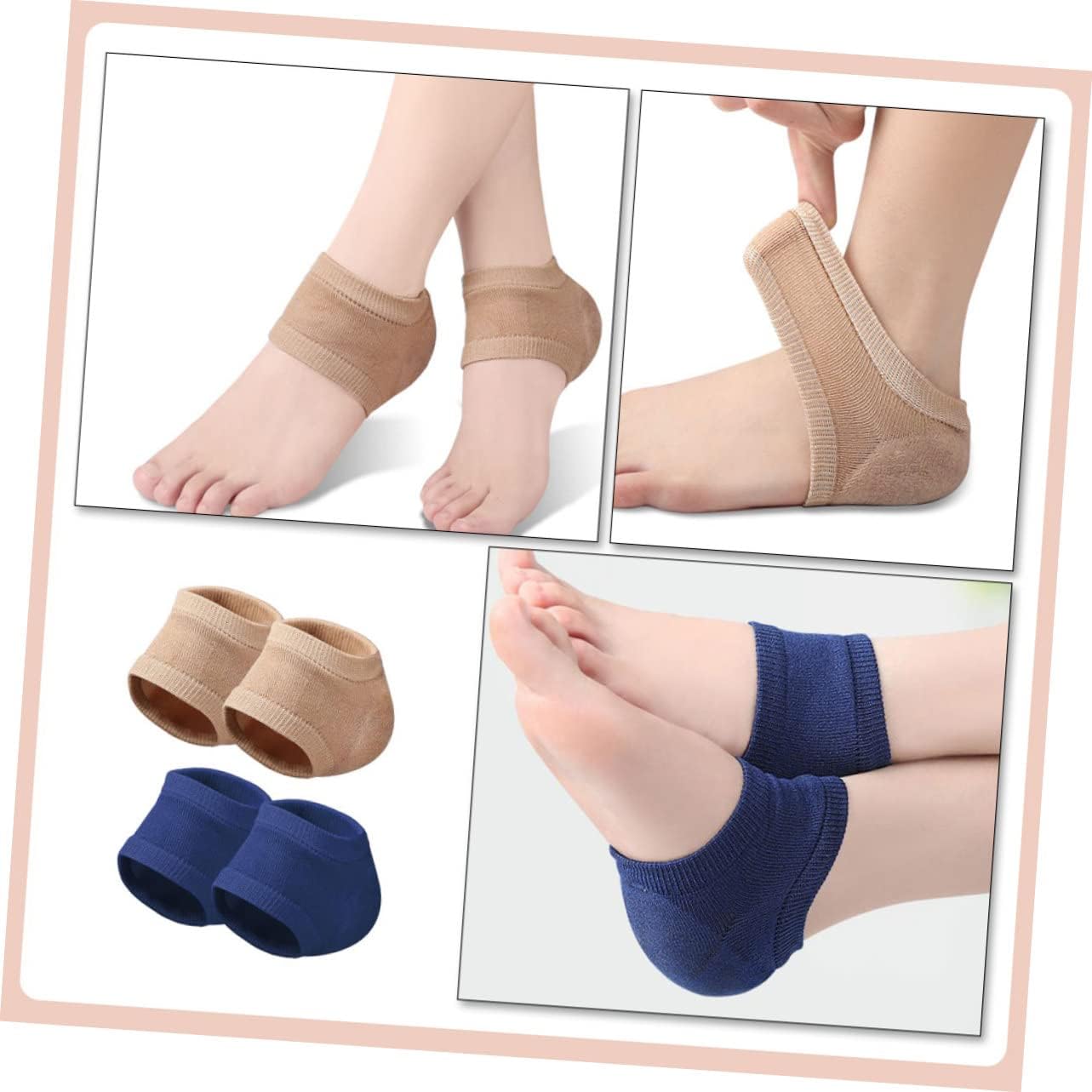 4pairs Comfortable Gel Socks for Moisturizing Heels Elastic Toeless Socks Cracked Heel Repair