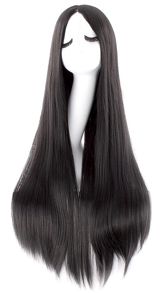 MapofBeauty 40 Inch/100cm Fashion Straight Long Costume Anime Wig (Black) : Clothing, Shoes & Jewelry