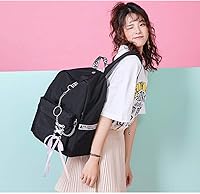 Vista 3 de Mochila escolar para adolescentes con puerto de carga USB de 16 pulgadas, mochila de viaje para computadora portátil, Negro-zapato encaje-usb