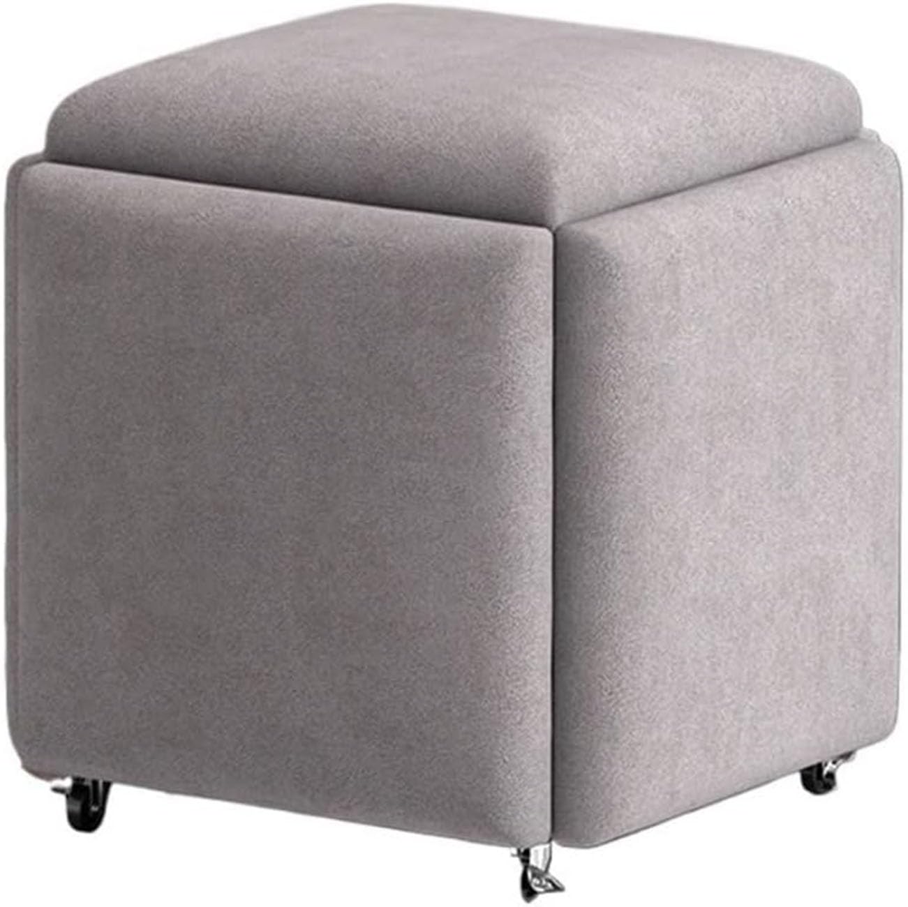 LMMIAOZ 5 in 1 Stackable Ottoman Footrest with Swivel Casters Creative Cube Sofa Seat and Dressing Chair for Living Room Bedroom Gray 35cm