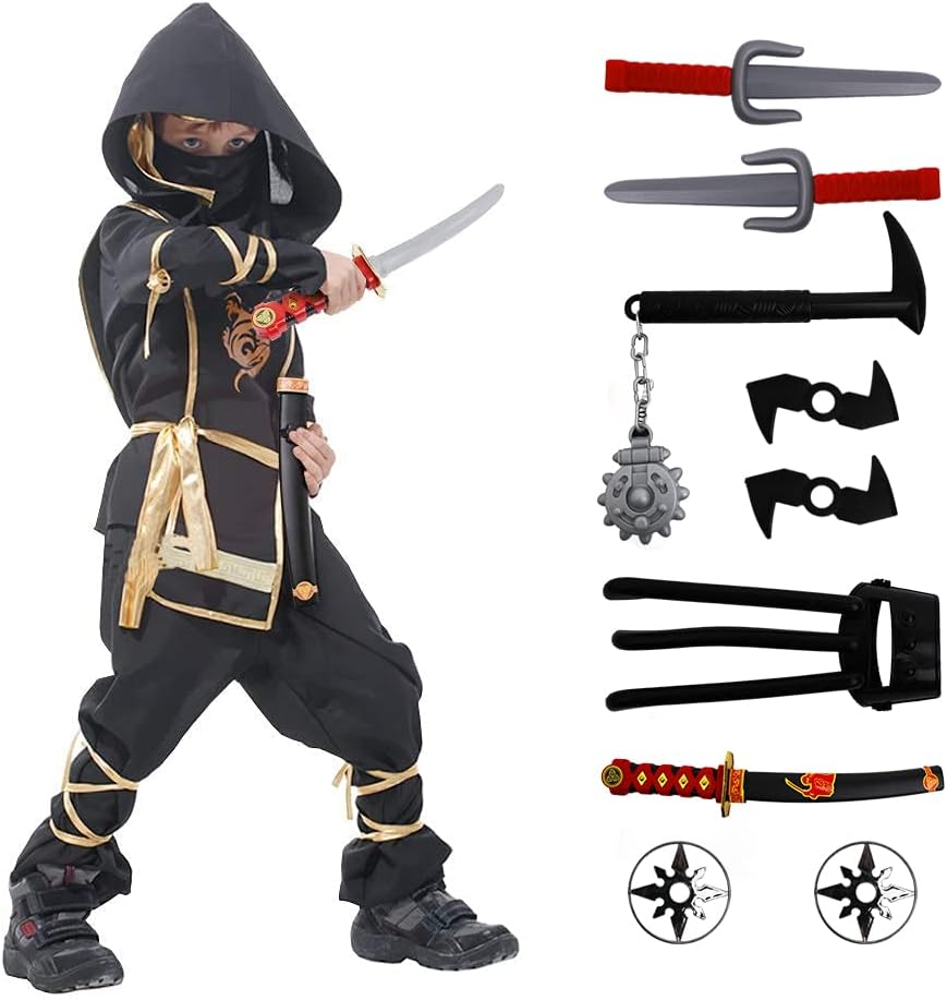 Ninja Halloween Costume for Boys with Included Accessories for Child Dress up Best Gifts