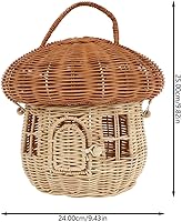 Vista 3 de 1 cesta de almacenamiento de hongos de ratán natural, cesta de almacenamiento creativa hecha a mano con asa, cesta de escritorio con tapa