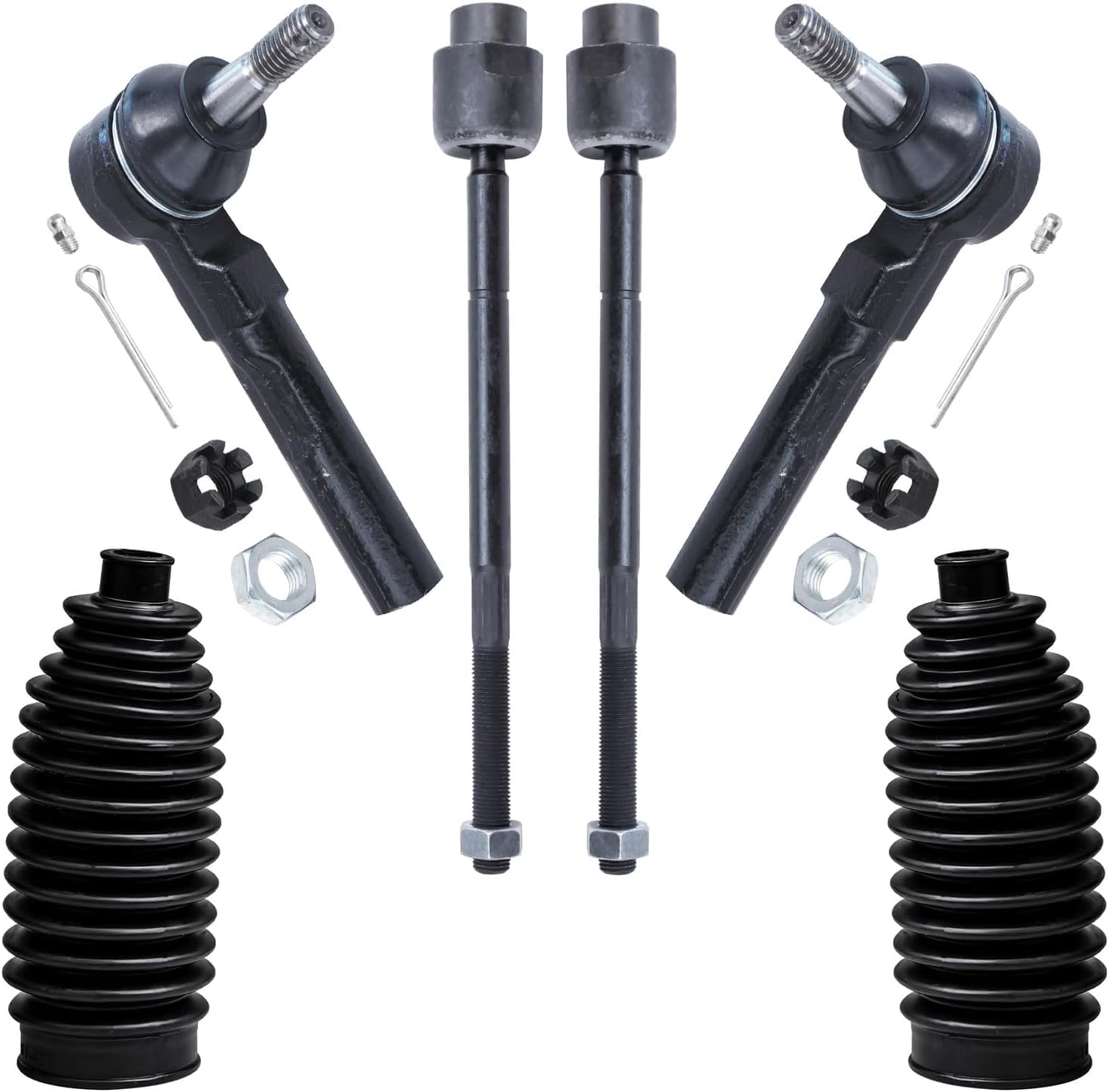 Detroit Axle - Front Tie Rods Kit for 2004-2012 Chevrolet Malibu Pontiac G6 Saturn Aura 4 Inner & Outer Tie Rod End Links 2 Boots 2005 2006 2007 2008 2009 2010 2011 Replacement