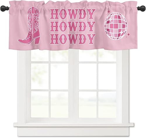 Cenefa de ventana de Navidad para cocina, sala de estar, cortina de ventana temática de vaqueras para dormitorio, baño, cenefa de ventana Howdy con