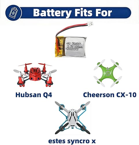 Miniatura 4 de 2 unids 3.7 V 100 mAh 20C PH1.25 enchufe recargable Lipo batería con cargador USB para Cheerson cx10 WLtoys V272 Estes Proto X, Syncro X, Hubsan Q4