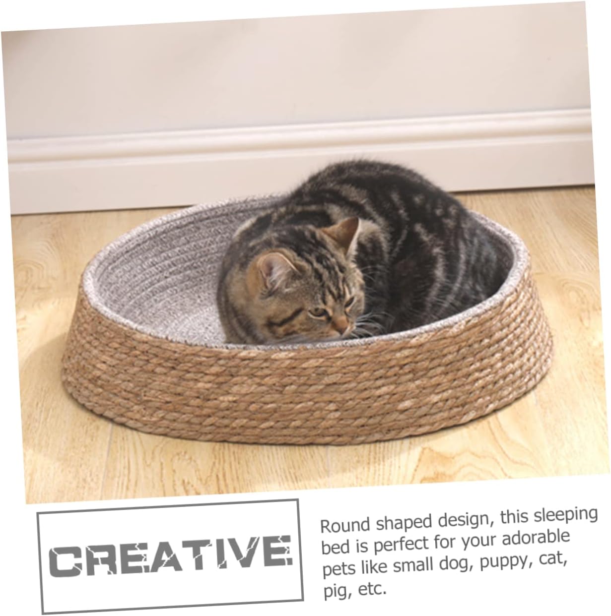 Pet Small Dog Bed Comfortable Woven Pet Nest Pad for Cats Dogs Scratch Resistant Design Round Shape for Small Soft Cozy Sleeping House