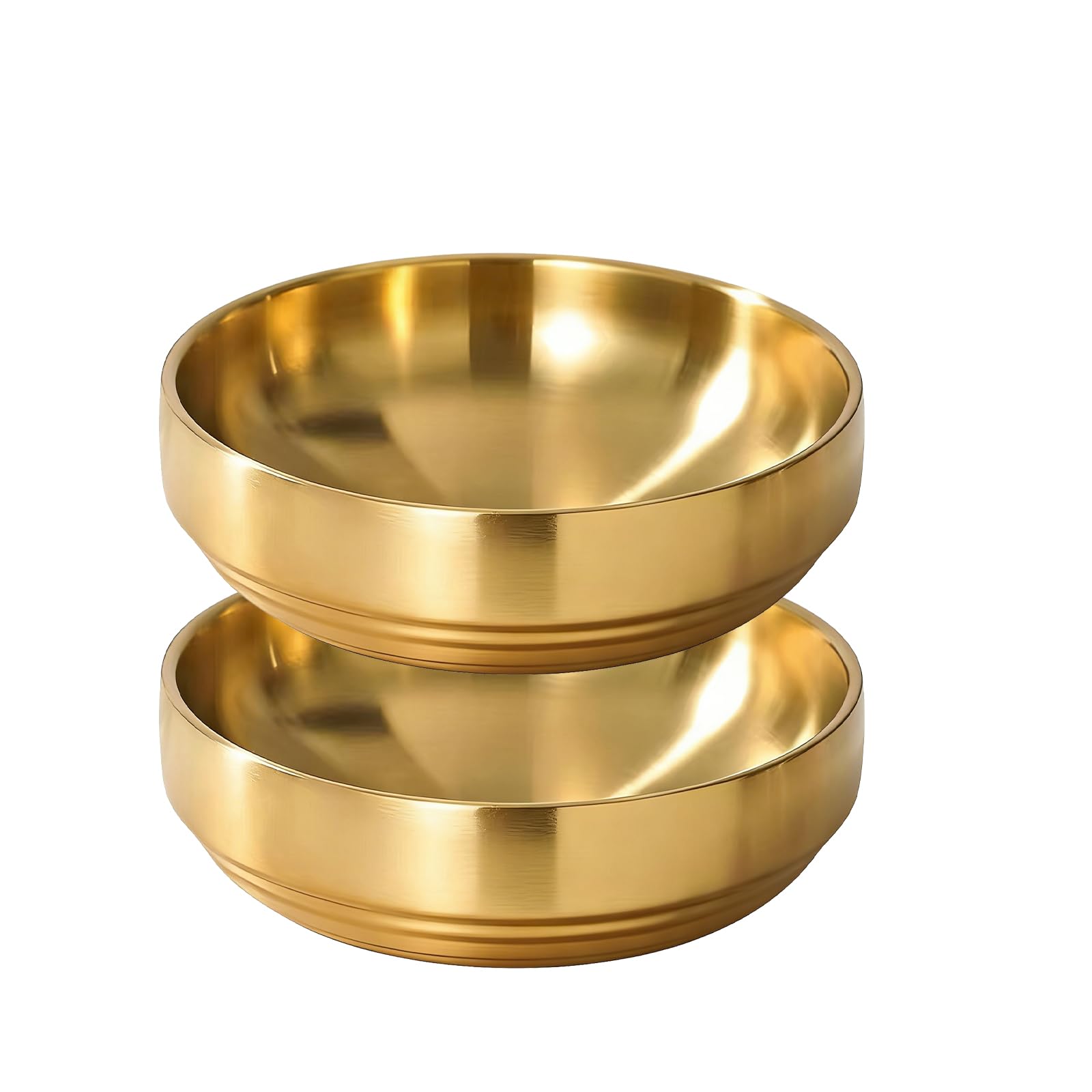 Set di 2 ciotole grandi da 1700 ml, a doppia parete, in acciaio inox, con isolamento termico e a prova di scottature, ciotola grande con diametro di 23 cm, oro