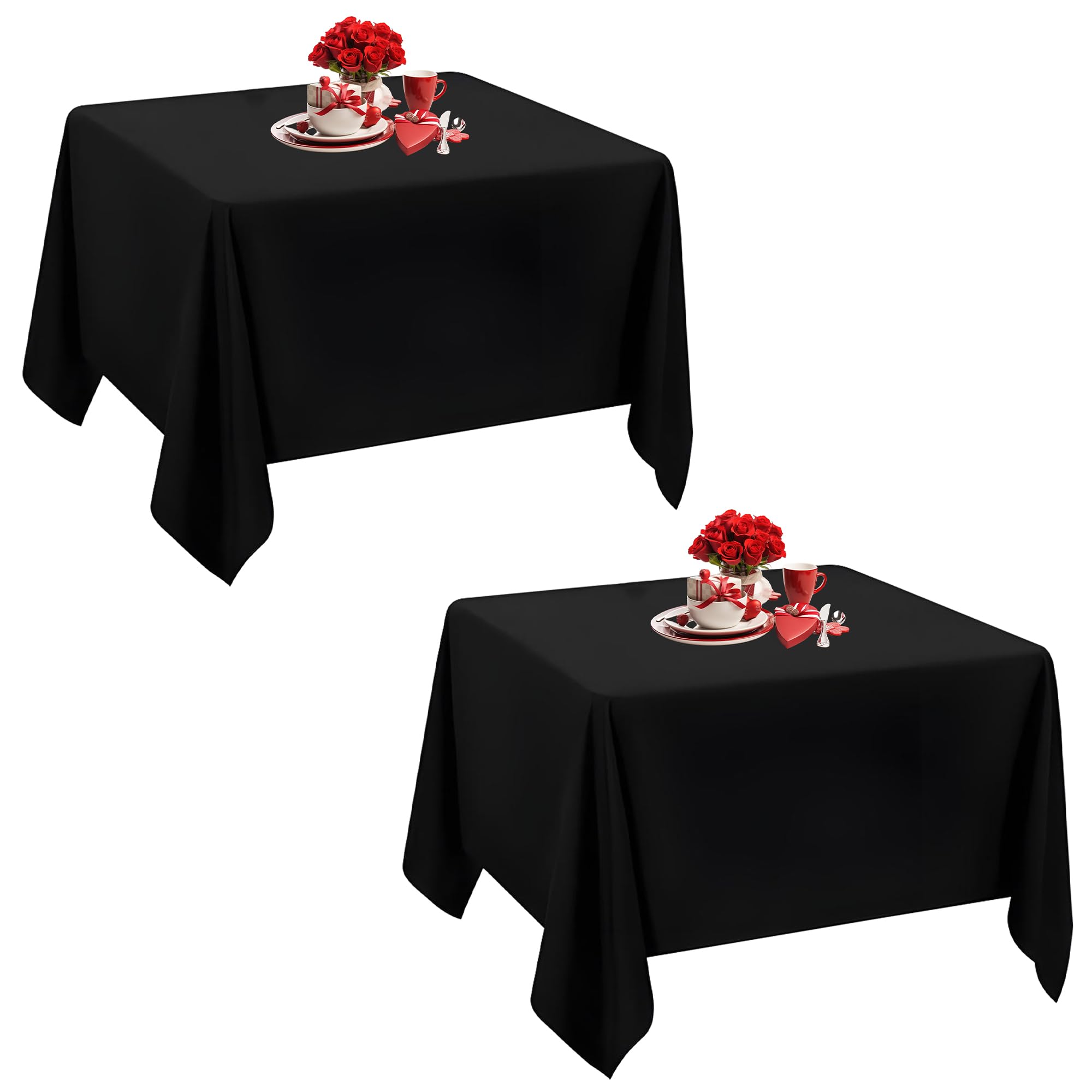 Event Decor Shop Mantel cuadrado negro de 70 x 70 pulgadas, mantel de poliéster lavable para bodas, comedores, restaurantes y fiestas, tela resistente a las arrugas, diseño sin costuras, paquete de 5