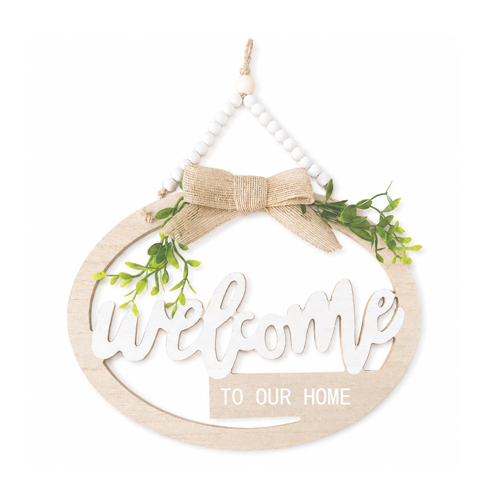 Cuxawamiyo Willkommensschild Haustür Holz, 24cm Haustür Deko Türkranz, Boho Welcome Sign Holz Hängend, Türschild Home Sweet Home
