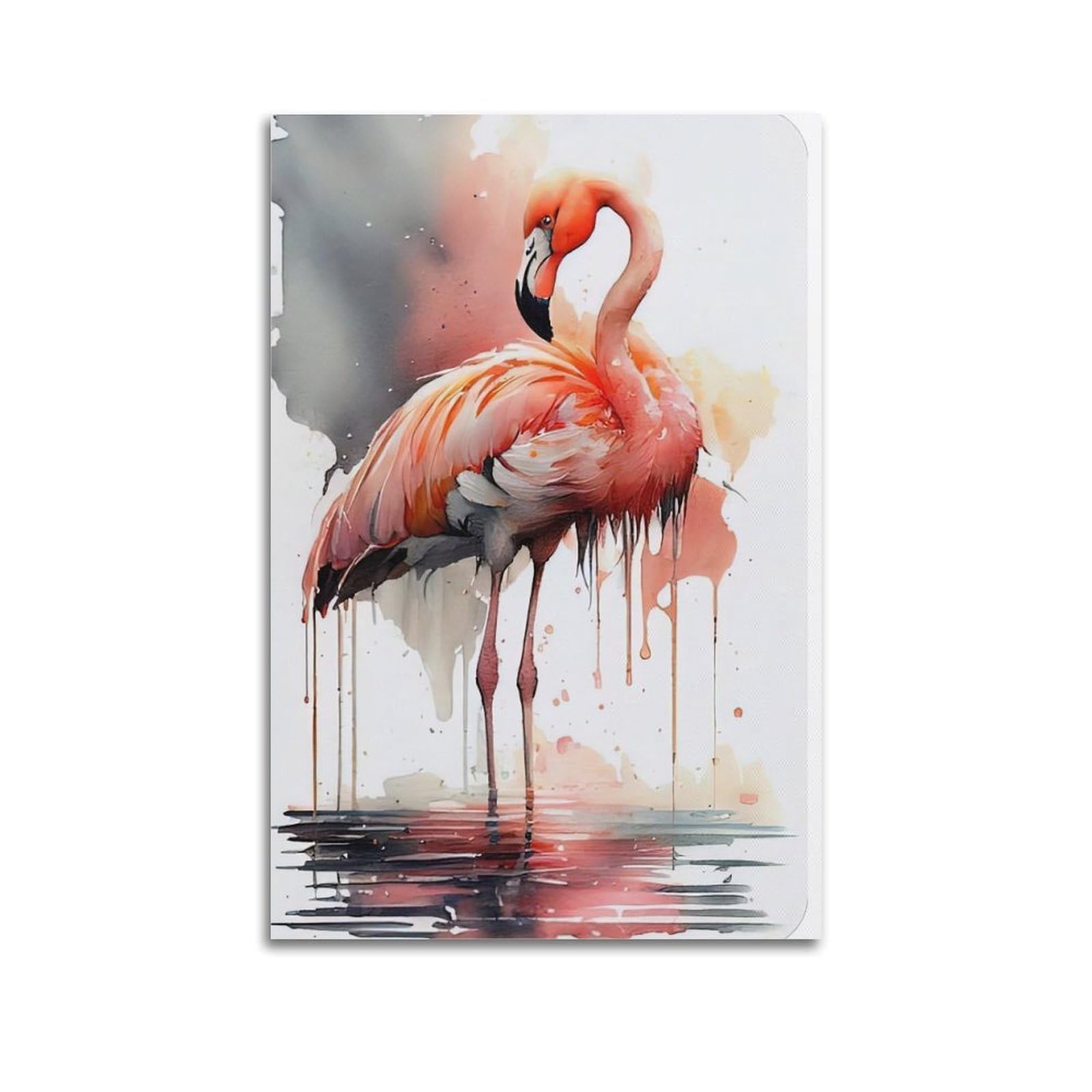 DLJGDS Vibrant Flamingo in Watercolor, Minimalist And Vintage - Inspired Art Decorative Painting Canvas Wall Posters And Modern Family Bedroom Decor 24x36inch(60x90cm)