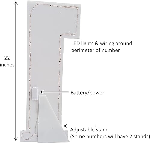 Miniatura 3 de Rubie's - Número luminoso de 22 pulgadas, blanco, 0
