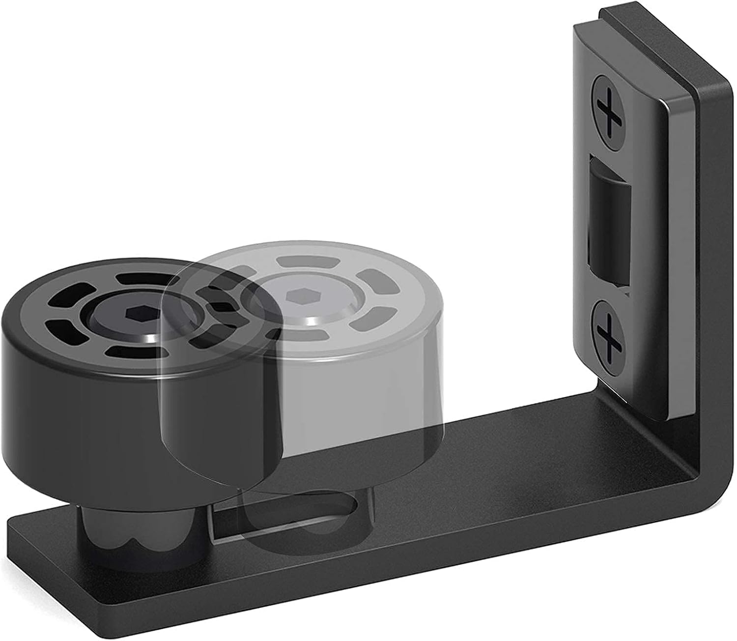 CCJH Sliding Barn Door Floor Guide Adjustable Wall Mounted Bottom Double Rollers Guide Black 1pcs