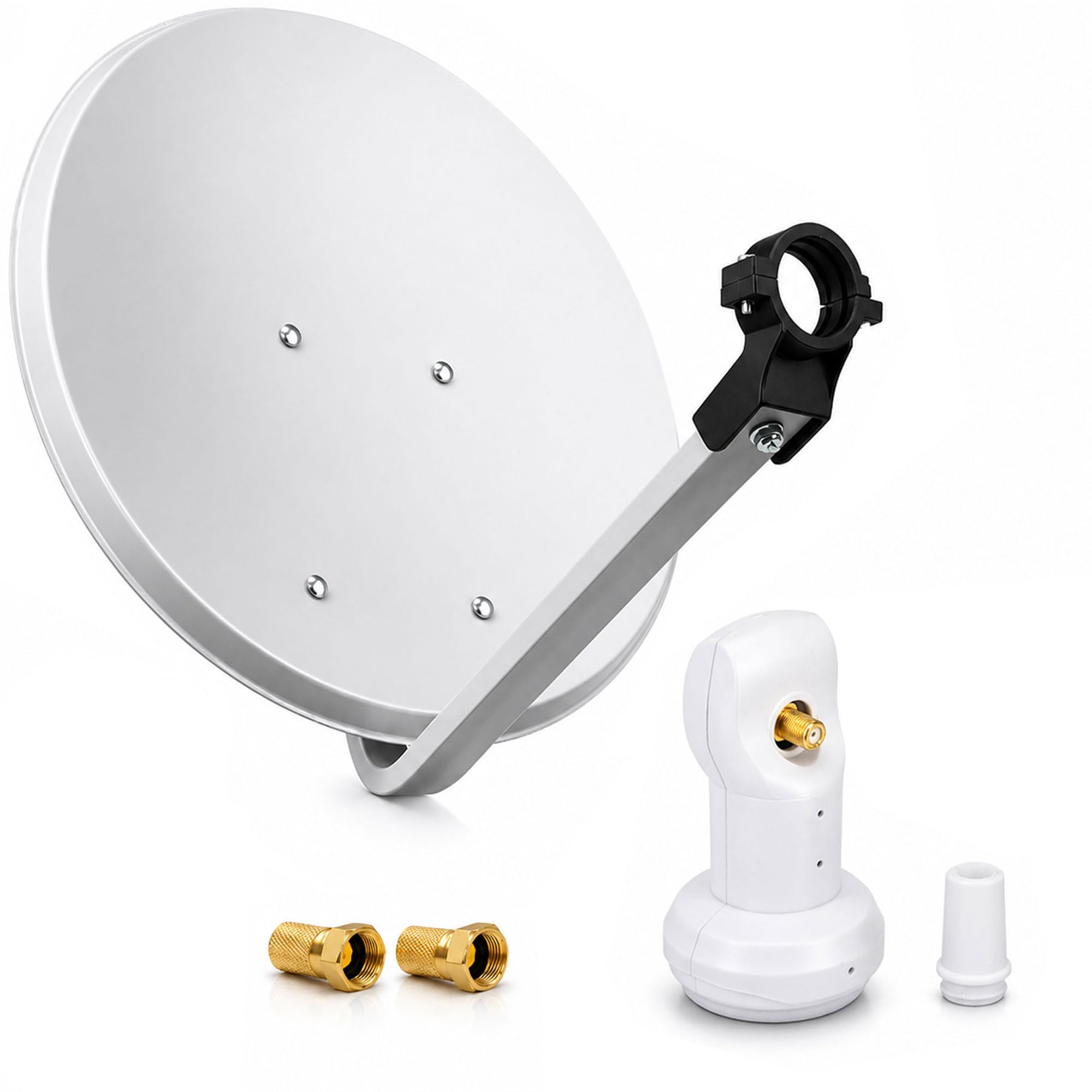 Premium X Satelliten-Komplettanlage PXS45 Satelliten-Schüssel 45cm Stahl Hellgrau Single LNB für 1 Teilnehmer