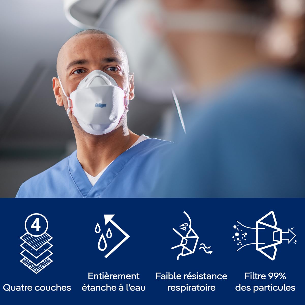 Dräger X-plore 1930 Masque FFP3 Jetable Anti-Poussière - Masque de Protection Respiratoire Certifié pour Bricolage, Chantier, Peinture, Moisissure - Confortable et Ergonomique