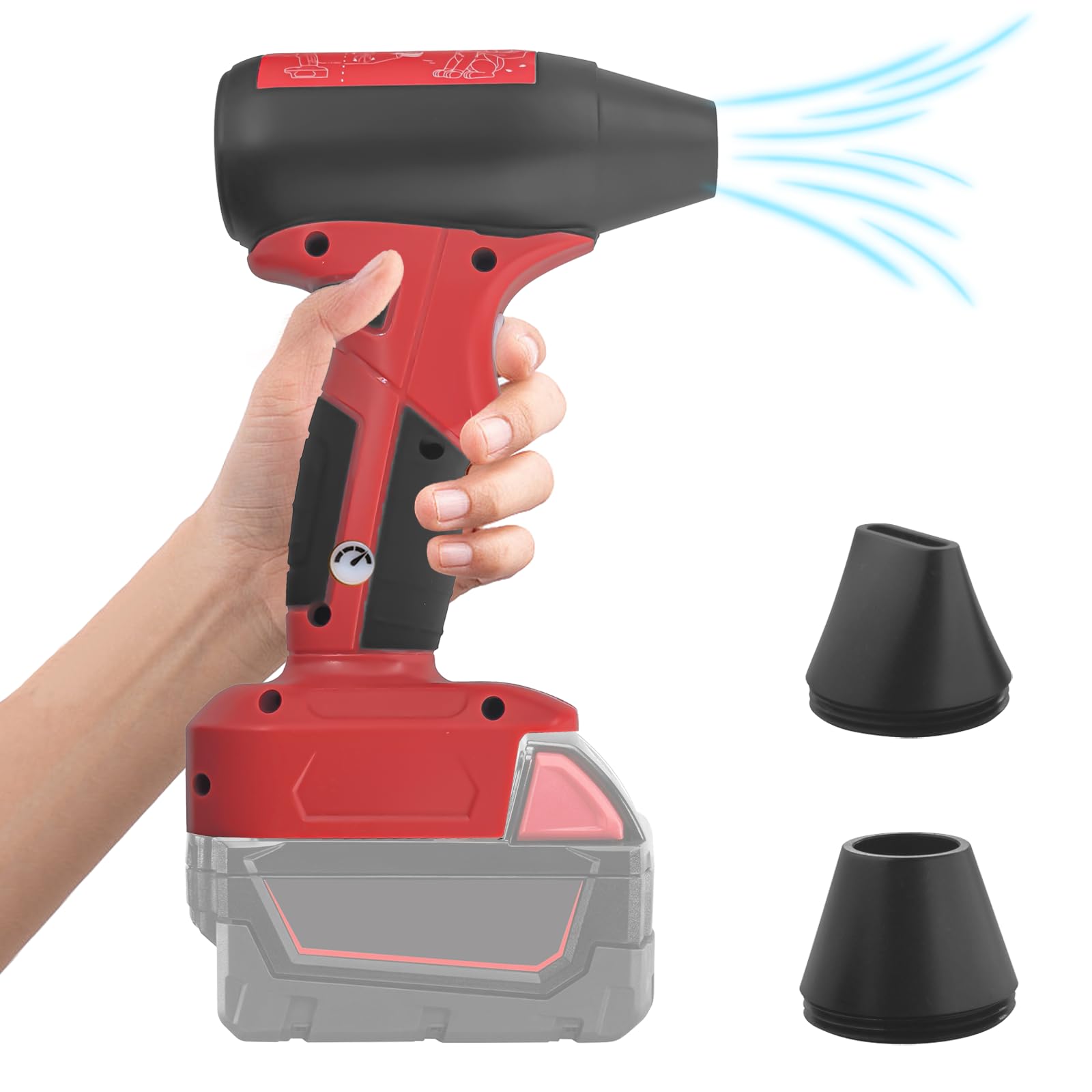 Ventilateur turbo compressé pour batterie Milwaukee M18 18 V, ventilateur à 4 vitesses max 130 000 tr/min sans fil haute vitesse pour nettoyeur d'air, nettoyage de clavier, séchage, souffleur de