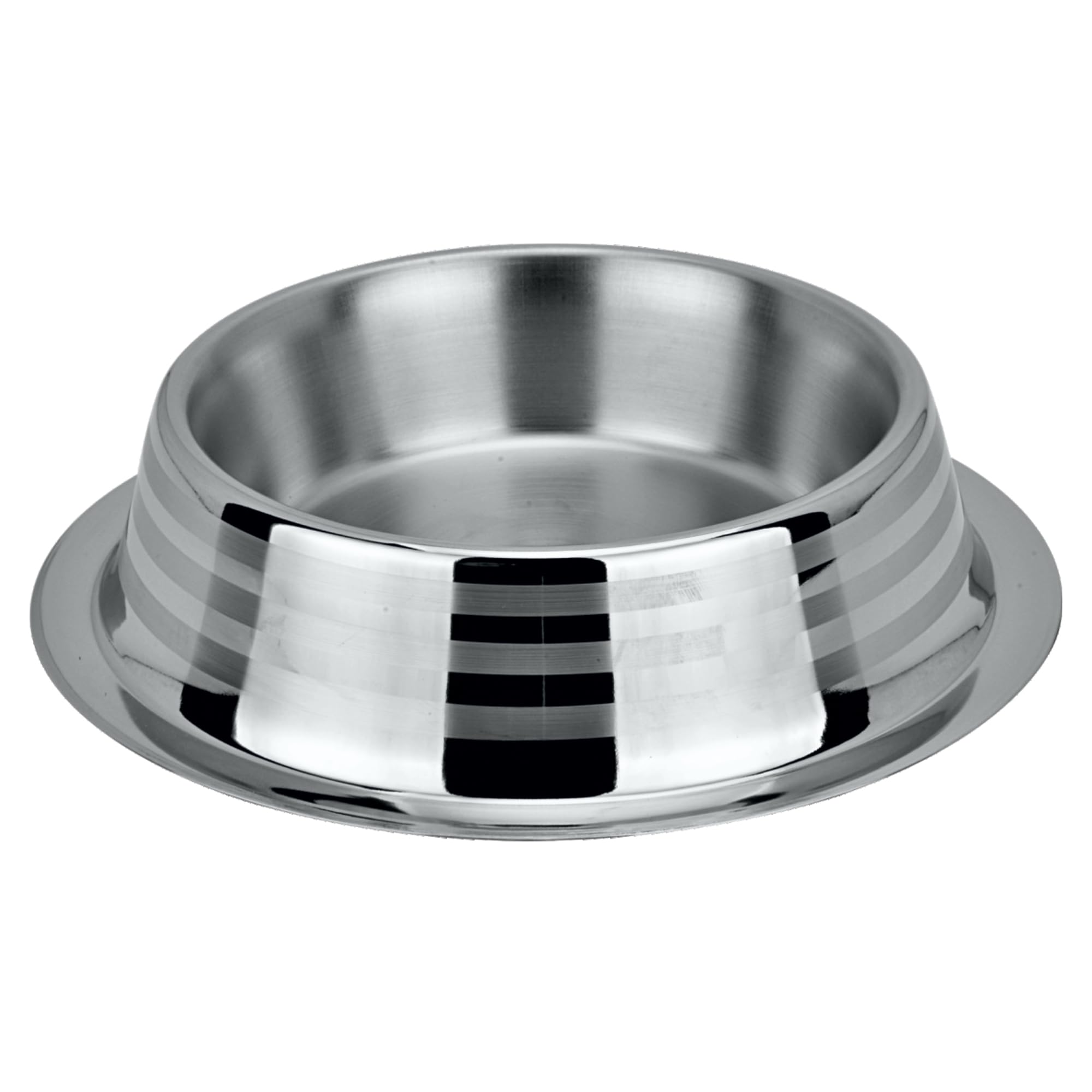 Happinesque Stainless Steel Dog Bowls | Cat Bowls (Pack of 1) - Anti Skid & Non Tip Dog Water Bowl | Cat Water Bowl Set - Dishwasher Safe - 16 Oz - 450 ml - 19.5cm Diameter (Elegant Silver Stripes) โ image 1