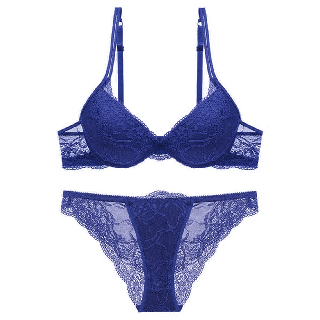 SHEKINI Dessous Set Damen Push Up BH mit Bügel Nicht Abnehmbare Gepolstert Spitzen BH Set Sexy Lingerie BH und Slip 2 Teilige Unterwäsche Frauen