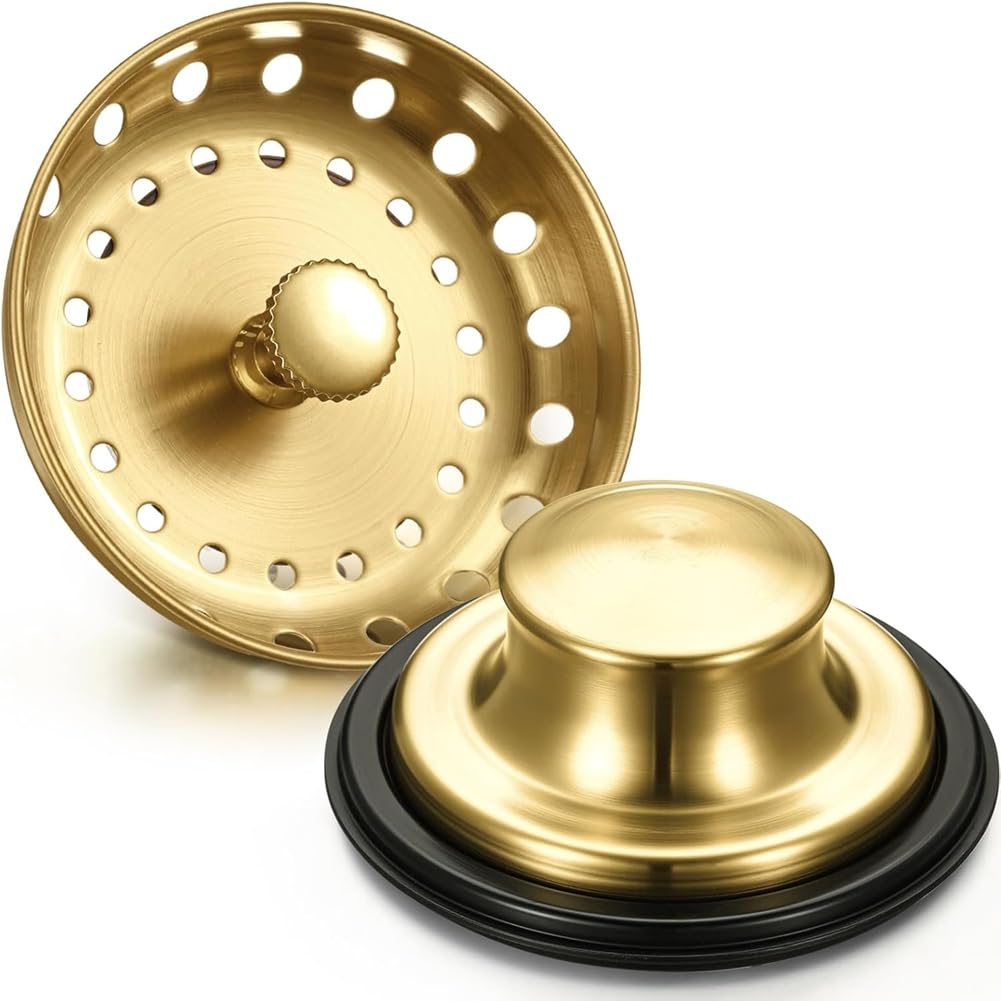 Jnchdghwa 2 Pcs 3.5 Inch Kitchen Sink Strainer Stopper Stainless Steel Garbage Disposal Plug Sink Drain Strainer Basket Stopper