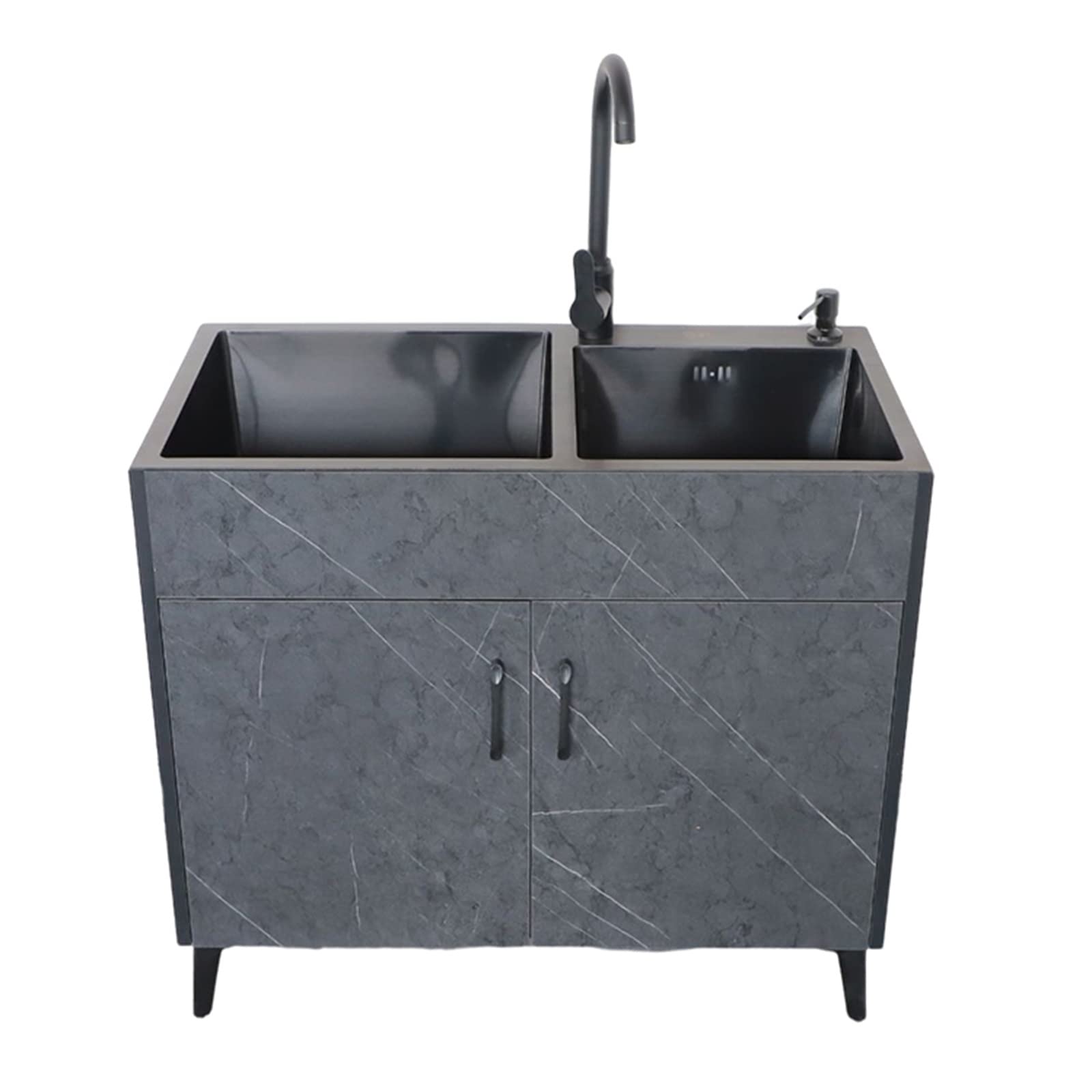 DFGHNBVC Free Standing Utility Sink Vanity For Laundry With Cabinet, Single Bowl Kitchen Vanity For Laundry With Cabinet Farmhouse Simple Sinks With Faucet Undershelf For Garage,Basement,Sh