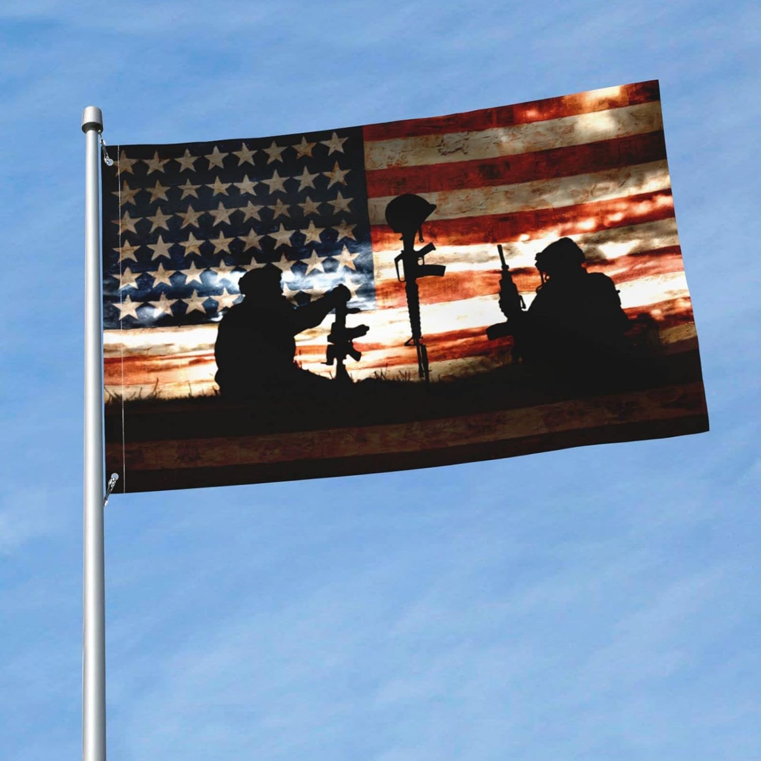 American Flag Memorial Veterans Day Flag 3x5 Ft Fade Proof Outdoor/Inside Breeze Flag Garden House Home Decor Double Stitched With Metal Grommets - Image 2